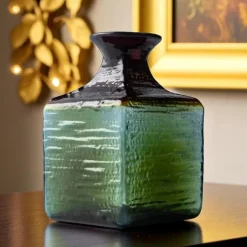 BLENKO GLASS COMPANY Blenko Glass Bud Vase Strata Summer Storm