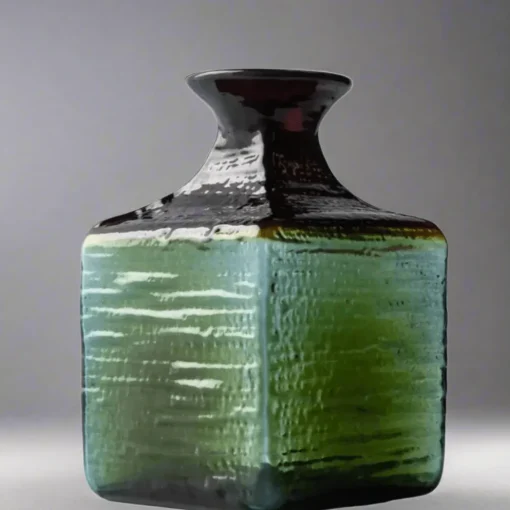 BLENKO GLASS COMPANY Blenko Glass Bud Vase Strata Summer Storm