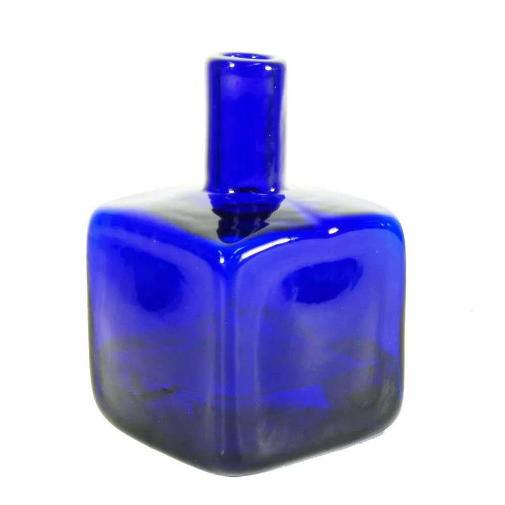BLENKO GLASS COMPANY Cobalt Block Bud Vase