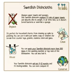 THREE BLUEBIRDS Eco-friendly Swedish Dishcloth - Cat and Bird