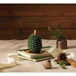 Thymes Frasier Fir Pinecone-Shaped Candle with Tray