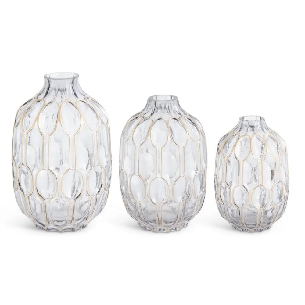 K & K Interiors Gold Embossed Glass Vase - Assorted Sizes