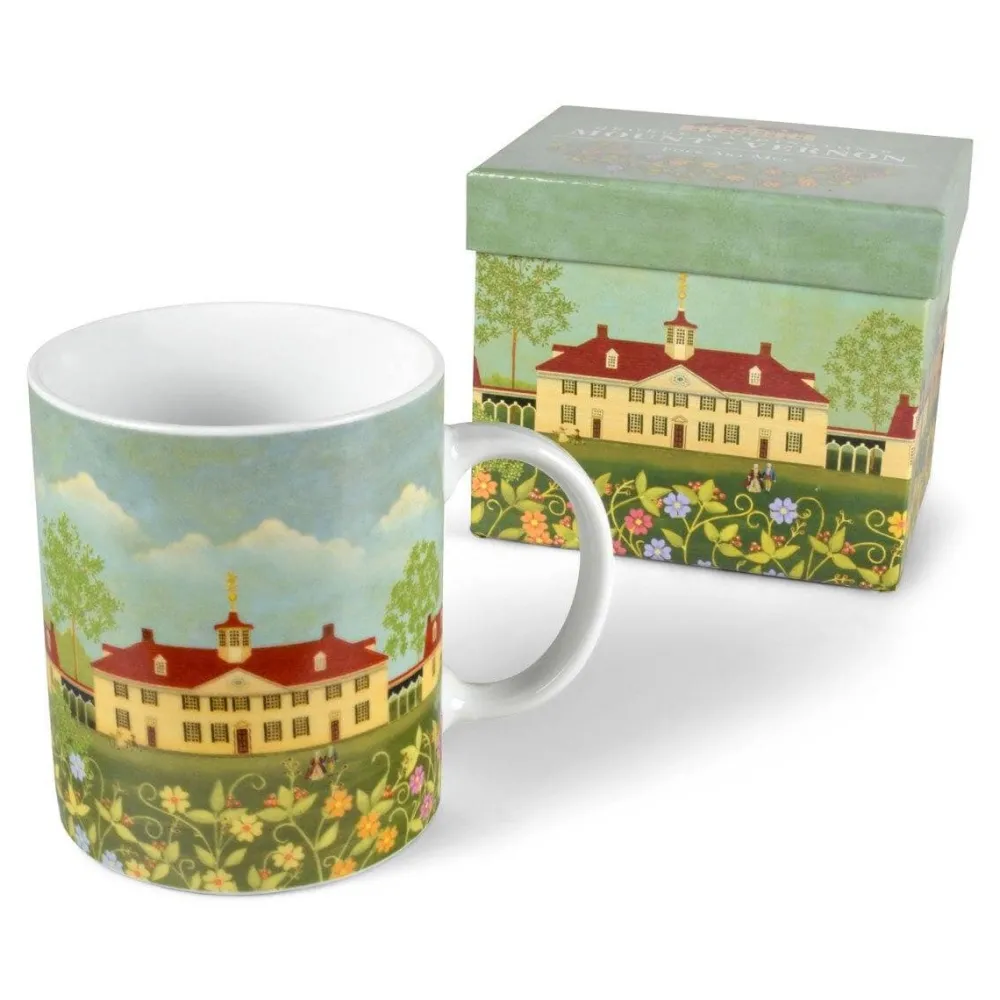 DESIGN MASTER ASSOCIATES Mount Vernon Mansion Boxed Folk Art Mug