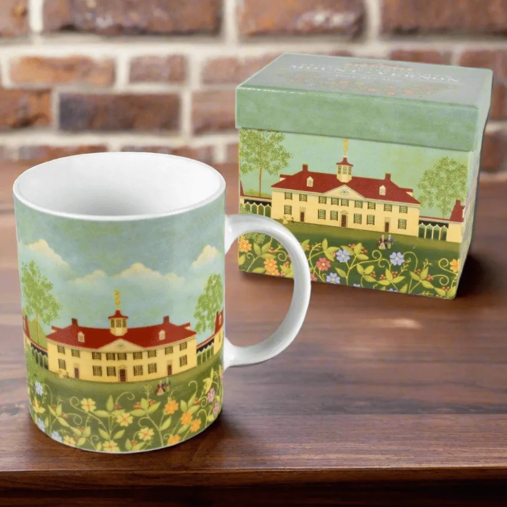 DESIGN MASTER ASSOCIATES Mount Vernon Mansion Boxed Folk Art Mug