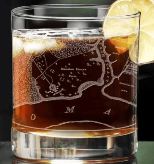 DESIGN MASTER ASSOCIATES Mount Vernon Map Rocks Glass