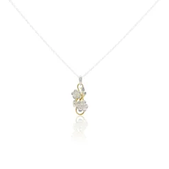 Women Color Craft Inc Sterling Silver & Gold Plated Floral Swirl Pendant