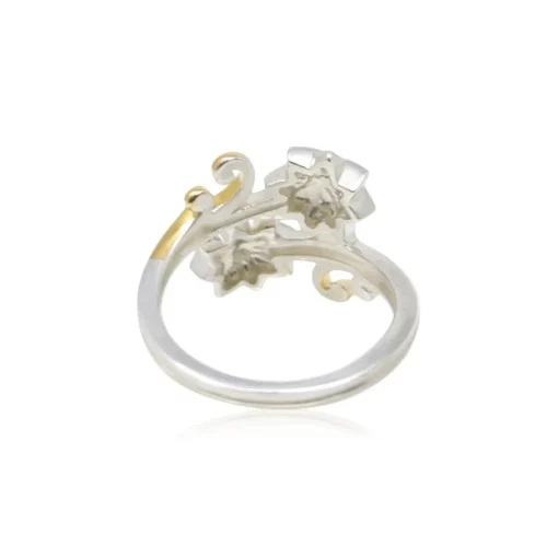 Women Color Craft Inc Sterling Silver & Gold Plated Floral Swirl Ring
