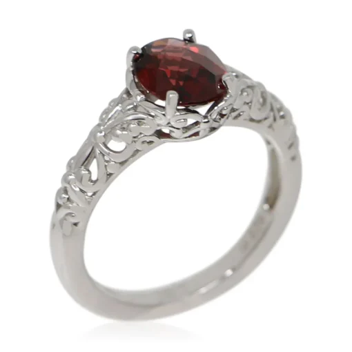 Women Color Craft Inc Sterling Silver and Garnet Ring