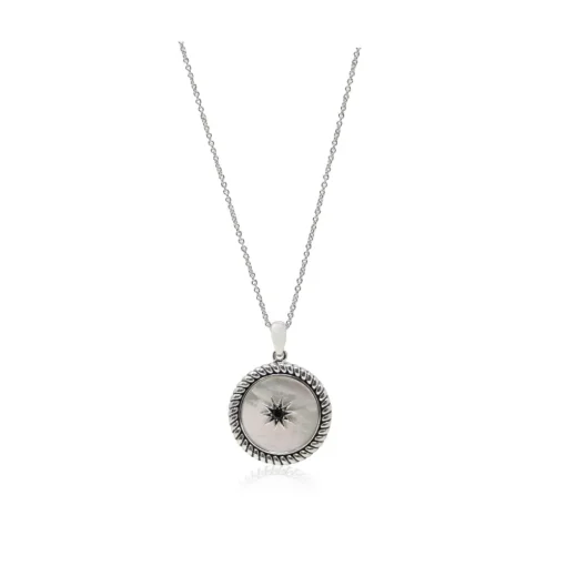 Women Color Craft Inc Sterling Silver and Mother of Pearl Star Button Pendant