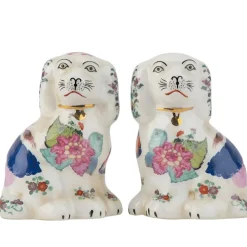 Danny's Fine Porcelain Tobacco Leaf Petite Staffordshire Dog Pair