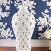 HOME ESSENTIALS White Pierced Ceramic Ginger Jar